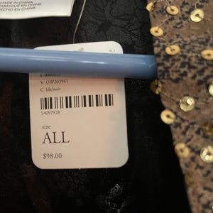 Free people duster black silk gold sequins